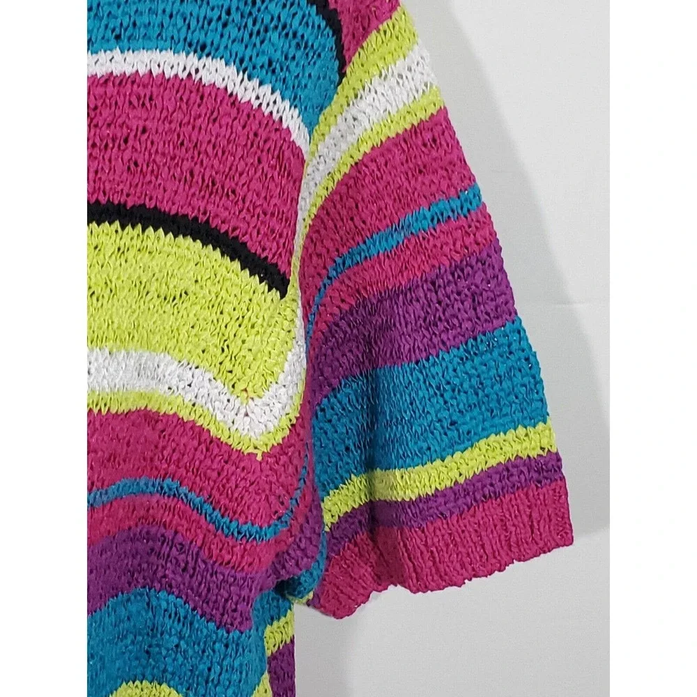 Norm Thompson XL Short Sleeve Striped Pullover Sweater